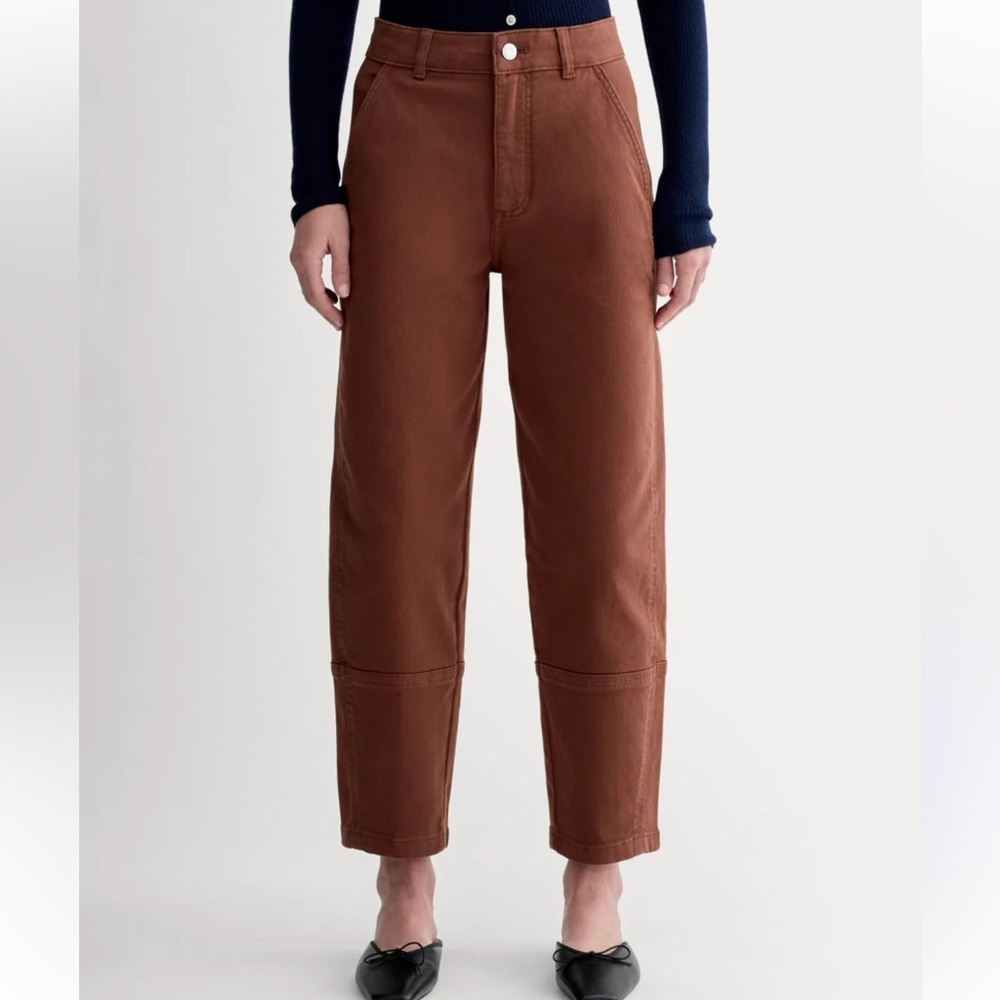 EVERLANE Brown Cotton High Waist Utility Cropped Barrel Leg Jeans Size 2